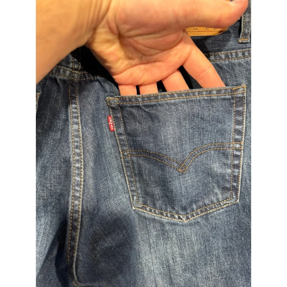 Levi's 505 Regular Fit Jeans Dark‎ Wash Denim Pants Classic Style Size 14 Husky